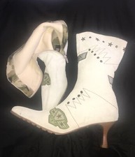 Women Fock Marine Suede Mid Calf Boots Size 5 Narrow Pointed Toe