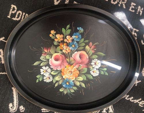 Vtg mcm nashco black oval - vtg, 24"