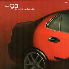 Saab 9-3 Saloon Specifications 2003-04 UK Market Brochure Aero Vector Arc Linear