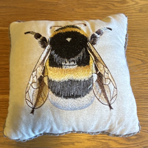 Embroidered bee cushion - embroidered,