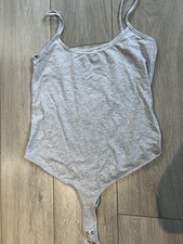 Next Ladies Cotton Grey Bodysuit Size 14 NEW