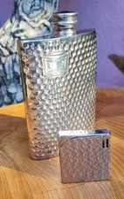 Vintage PENGUIN Of Japan  Electronic Gas Lighter Working And Free Pewter Flask