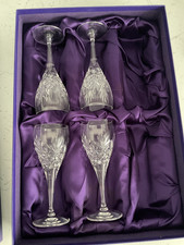 4 Boxed Edinburgh Crystal DUET  Wine  Glasses  7 inch.  Ex Cond. Boxed