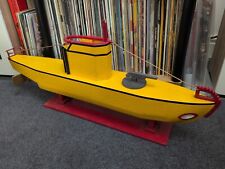 VINTAGE HANDMADE YELLOW SUBMARINE BOAT MODEL & STAND 1980S?