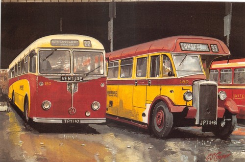 Old bus postcard venture - bus,