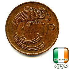 An IRISH 1974 PENNY 1p coin