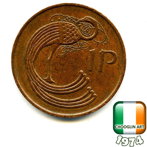 Irish 1974 penny coin - 1974,