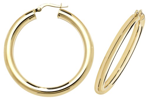 9ct gold hoop earrings - gold, round
