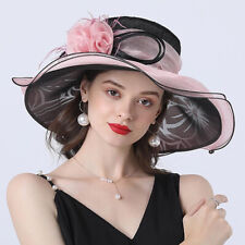 Lady Organza Church Hat Sun Flat Cap Fascinator Bridal British Tea Party Elegant
