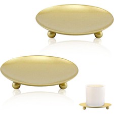 2X Pillar Candle Holders Gold