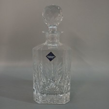 Edinburgh Crystal Cut Glass Square Decanter w Stopper 24cm High -CP