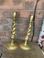 Pair of Vintage Brass Candle Sticks – Barley Twist 13” art deco vintage 