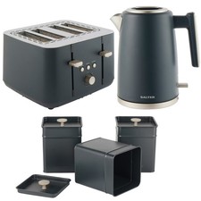 Salter Kettle & 4 Slice Toaster Set With Storage Canisters 1.7L Fast Boil Blue