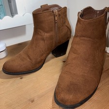 Ladies Faux Suede Tan Ankle