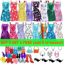 Barbie Doll Clothes Bundle Dresses Shoes Set Lot Accessories Girl Toy Gift