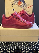 Balenciaga Red Leather Trainers Sneakers Size 4 With Box Designer Shoes