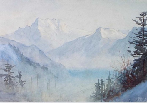 Original watercolour alpine - watercolour,, 'alpine