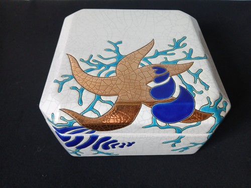 Longwy enamel large candy jar - enamel,