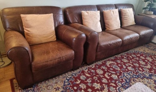 Italian genuine leather sofa - leather, 3
