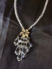 Vintage Erickson Beamon Flower Glass Crystal Briolette Chandelier Drop Necklace
