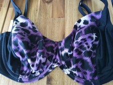 Panache SW0742 Tallulah Underwired Balconette Bikini Top Purple Animal 32G