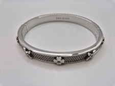 Kate Spade Heritage Bloom Hinged Bangle Clear/Silver Bangle Bracelet