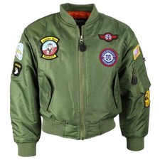 KIDS MA1 TOPGUN FLIGHT BOMBER JACKET 3-13 BOYS COAT USA ARMY AMERICAN FLAG
