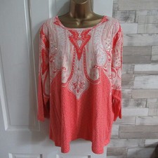 ARTSCAPE ● size 3XL 26 28 ● pink white sequin paisley blouse top womens ladies