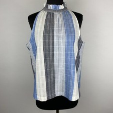 Universal Thread Goods Co. Womens M Pattern Ruffle High Neck Tank Keyhole BackSP