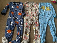 X3 carters sleepsuits babygrows rompers breakfast fox 2T 18-24m fleece full zip