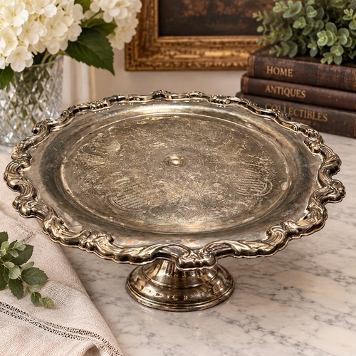 Vintage silverplate pedestal - vintage,