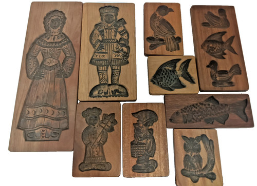 Carved wooden cookie mould - cookie,