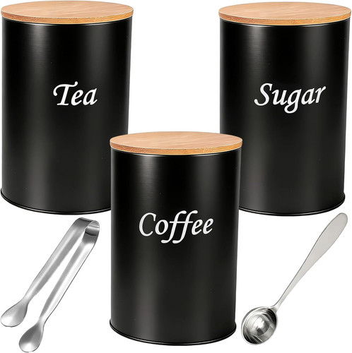 Tea coffee sugar canisters - tea,