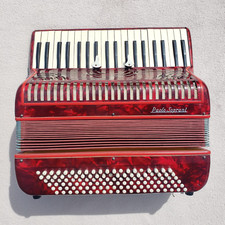 Vintage Paolo Soprani Piano Accordion 120 Bass 1960s Red Marbled