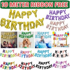 16" Happy Birthday Balloon Banner Self-Inflating Bunting Decor Letters Balloons