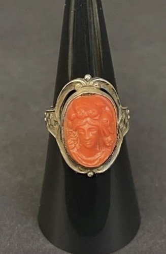 Antique art deco carved red - art,