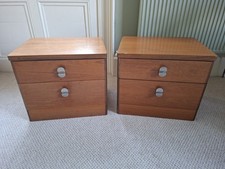 Pair Of Mid Century Stag Cantata Bedside Table, Vintage, Teak Bedroom Furniture