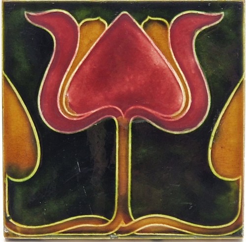Antique fireplace tile green - antique,