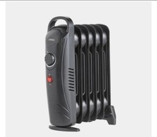 Black 6 Fin Oil Filled Radiator 800W Mini Electric Portable Heater ED