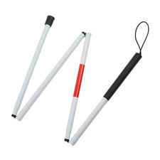 Folding Blind Cane Walking Stick with Red Reflective Tape for the Blind and1045
