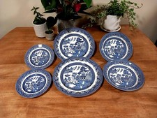 Churchill blue willow plates - willow,
