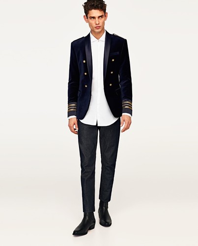 Zara man navy blue velvet - zara,