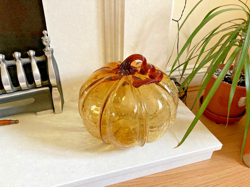 Large handmade glass pumpkin - handmade,