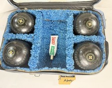 4 HENSELITE Heavyweight Model SIZE 0 Lawn Bowls ALBA 1982 Super Grip W/ Case