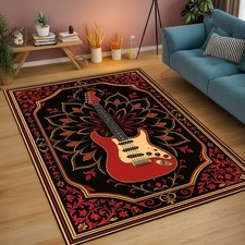 Red Guitar Rug, Guitar Rug