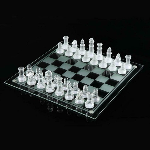 Glass chess board traditional - glass,