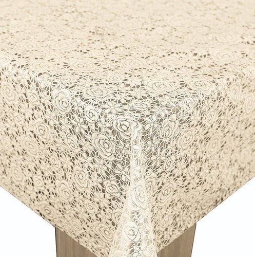 Cream floral lace pvc vinyl - floral,