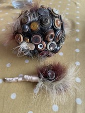 Button Wedding Bouquet and boutonniere