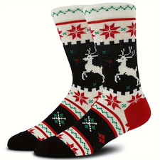 Mens Fair Isle Santa's Reindeer Festive Xmas Christmas Novelty Socks UK 6-11