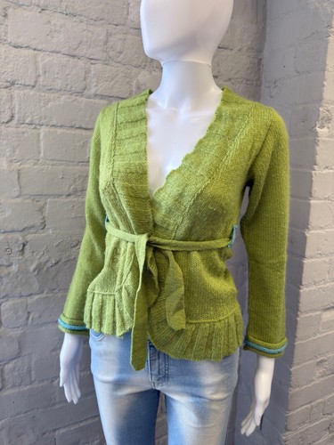 Vintage green knit wrap - knit,